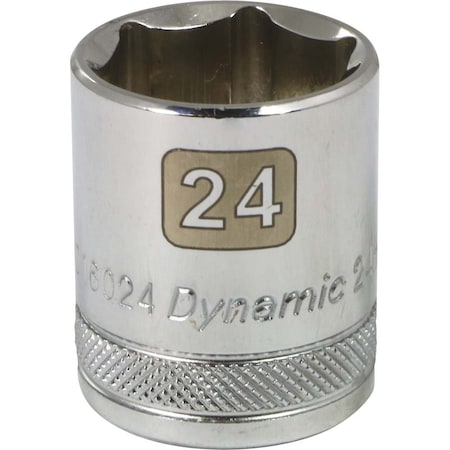 Dynamic 1/2" Drive, 24mm Metric Socket, 6 Points D016024